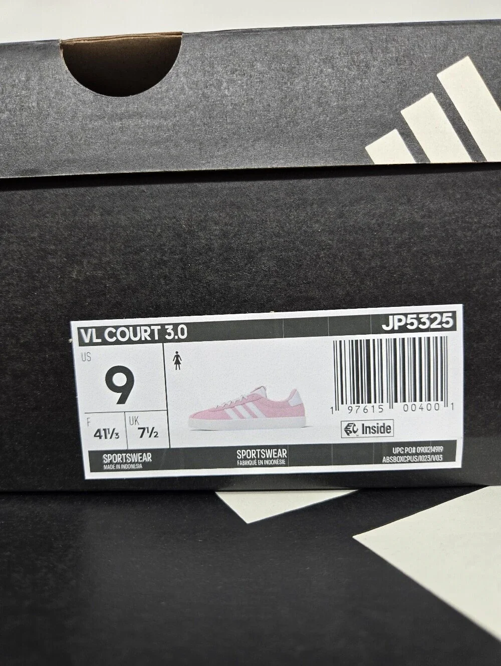 adidas Women's JP5325 VL Court 3.0 Clear Pink Off White Shoes Size 9